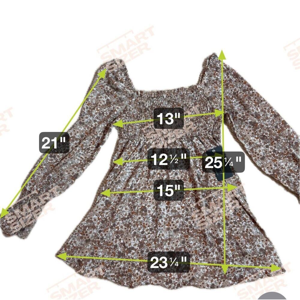 J For Justify Top Womens Size S Brown Floral Ruffled Babydoll Boho ASO Friends - Picture 6 of 12